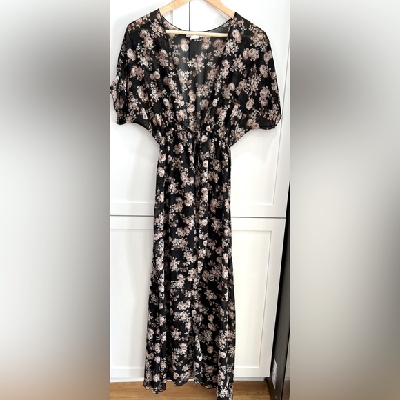 Floral Sheer Bikini Coverups Kimono Tie Front - Picture 1 of 1